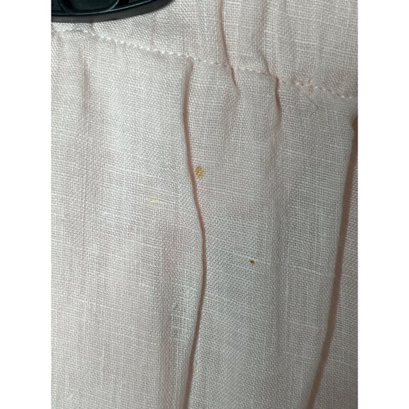FLAX Wide Leg Elastic Waist Pull On Pant 100% Linen Lightweight Pink Pockets Med - Picture 6 of 9